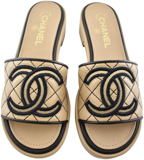 chanel sandalen beige|Chanel shoes beige and black.